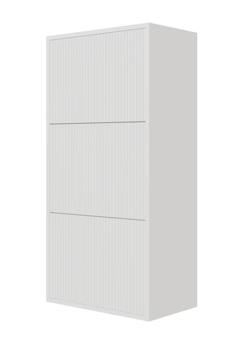 Schuhschrank Veldio mit gefräster Front und drei Fächern, 50 cm, Grau-Beige, zum Aufhängen
