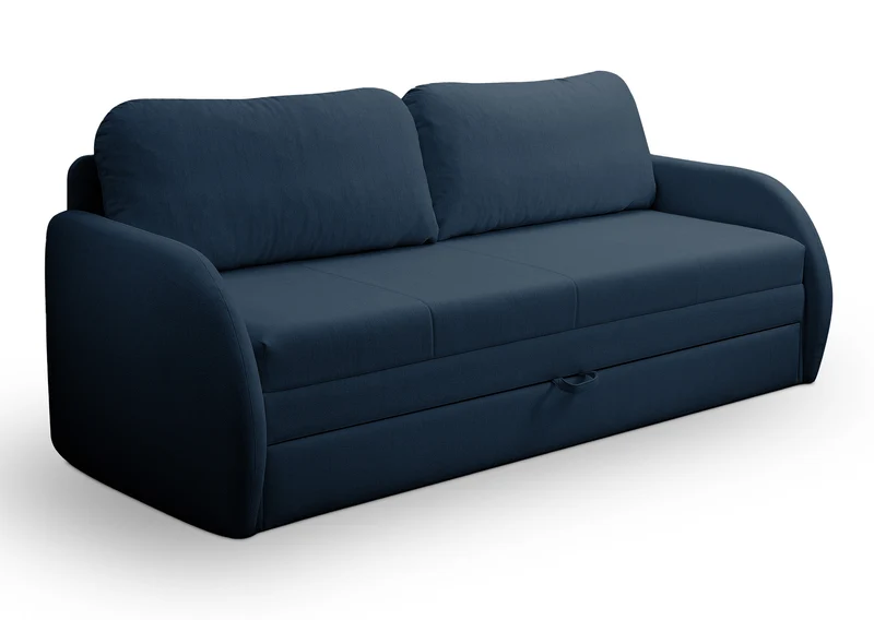 Drei-Sitzer-Schlafsofa Diego in Marineblau, Geflecht
