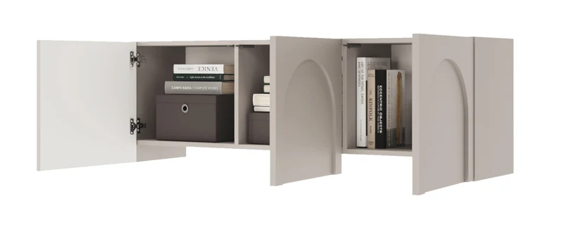 TV-Schrank Arkadia, dreitürig, mit gefrästen Fronten, 150 cm, Kaschmir