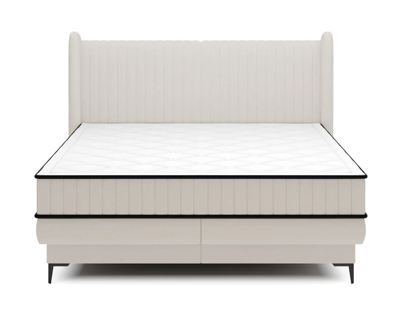 Kontinentalbett 140x200 cm Daliano mit Stauraum, cremefarbener Samt