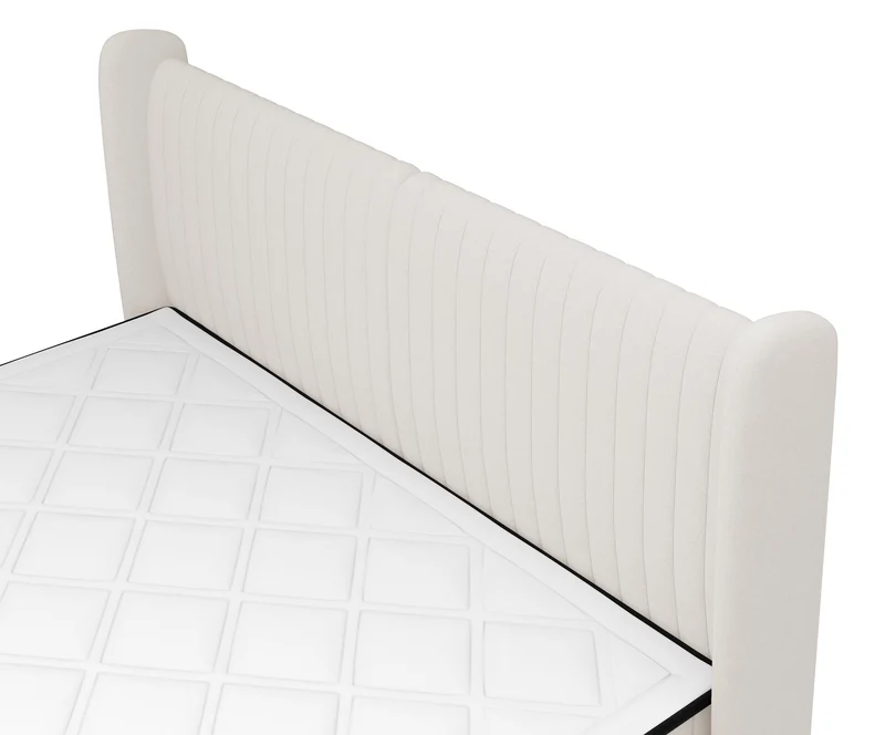 Kontinentalbett 140x200 cm Daliano mit Stauraum, cremefarbener Samt