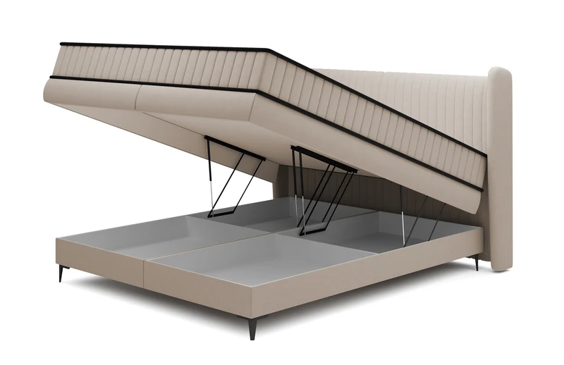 Kontinentalbett 180x200 cm Daliano mit Stauraum, beiger Samt