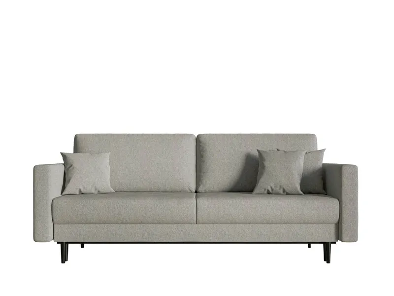 Ausziehbares Dreisitzer-Sofa Valico in Grau aus pflegeleichtem Chenille-Stoff, schwarze Beine