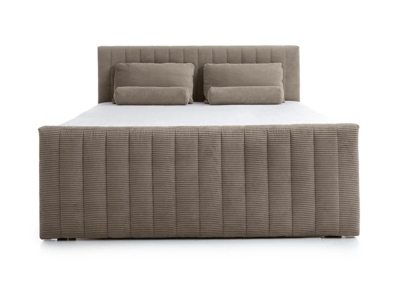 Kontinentalbett Lullabino 160x200 cm mit Stauraum und Topper, grau-beige Cord
