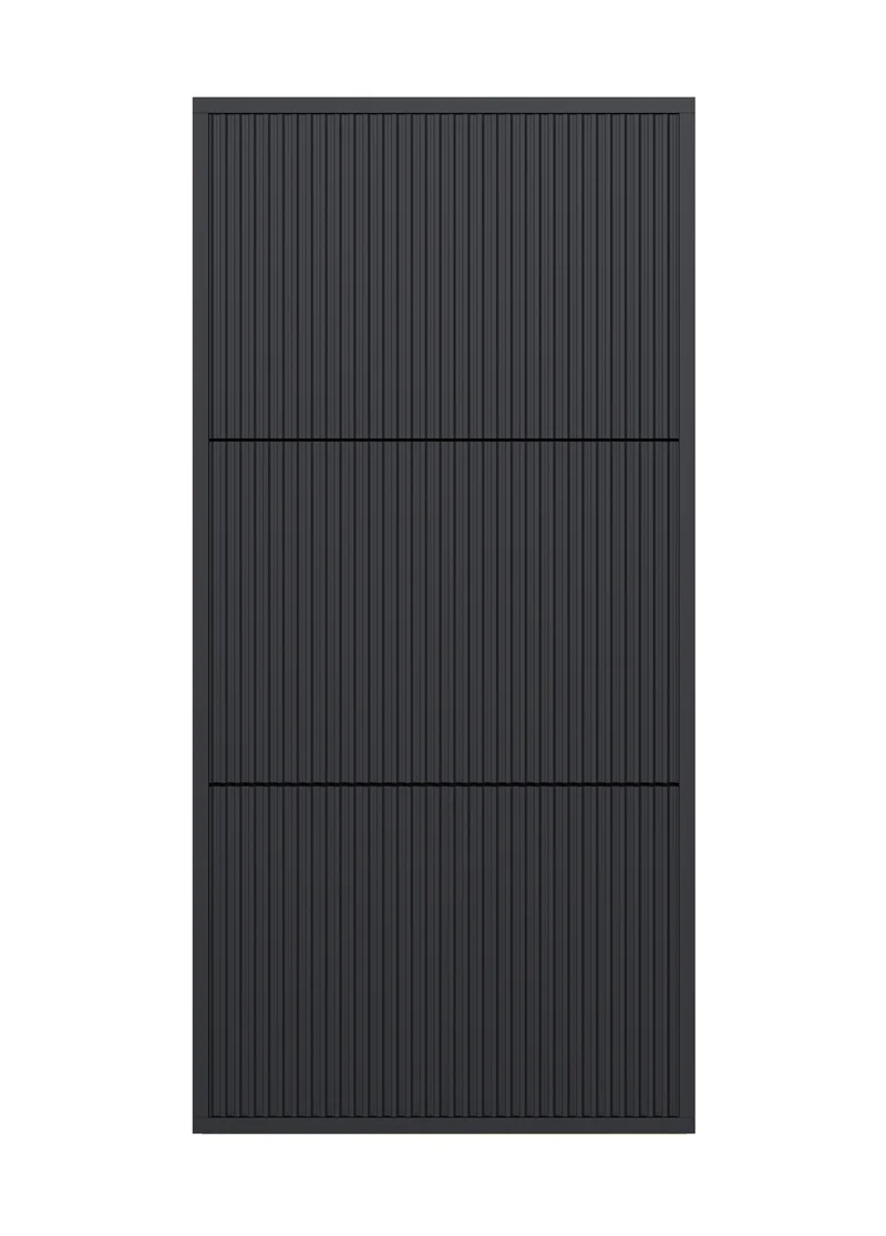 Veldio Schuhschrank mit gefräster Front und drei Fächern, 50 cm, schwarz, zum Aufhängen