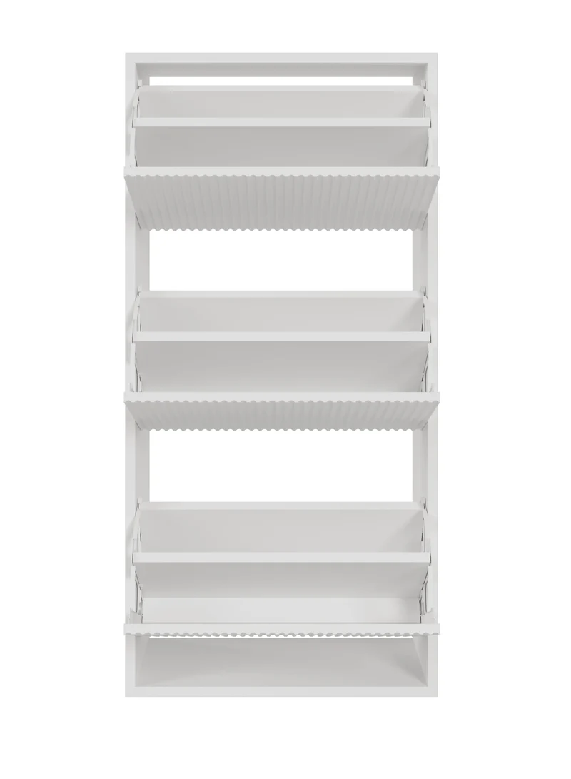 Veldio Schuhschrank mit gefräster Front und drei Fächern, 50 cm, weiß, hängend