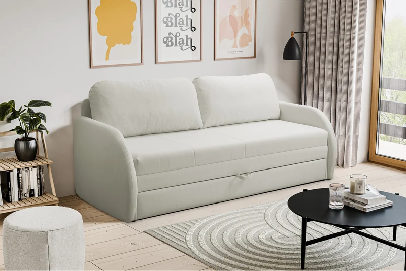 Drei-Sitzer-Schlafsofa Diego in Creme, Geflecht