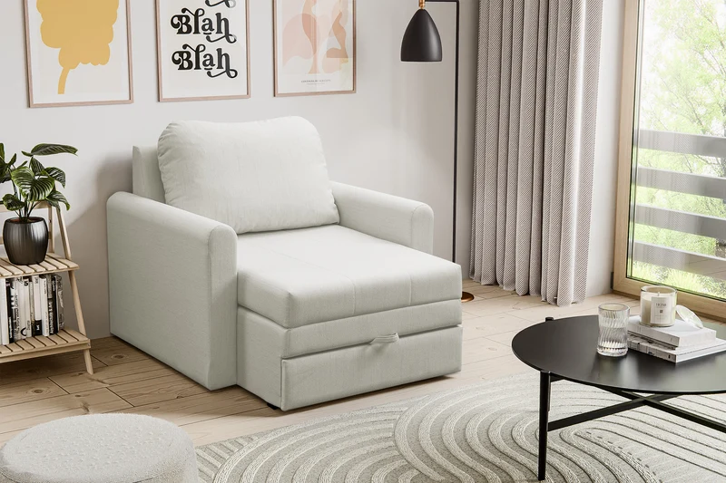 Dejano klappbarer Sessel, cremefarben, Geflecht
