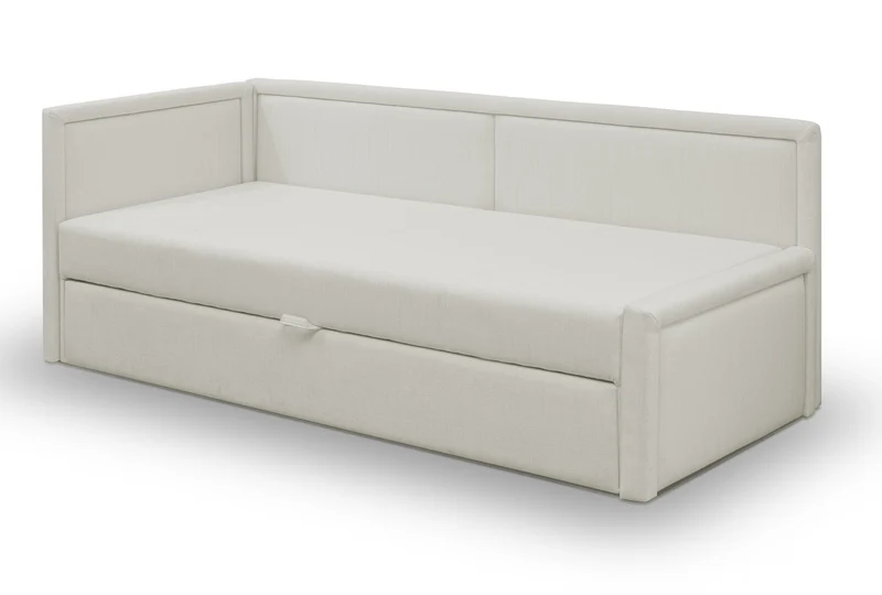 Ausziehbares Doppelbett Caprili in Creme, Geflecht, universell einsetzbar