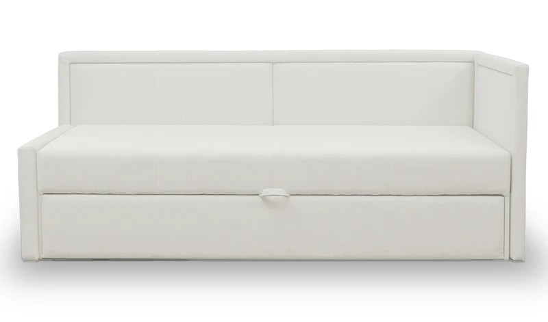 Ausziehbares Doppelbett Caprili in Creme, Geflecht, universell einsetzbar