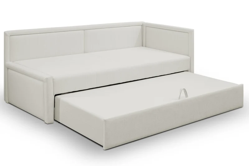 Ausziehbares Doppelbett Caprili in Creme, Geflecht, universell einsetzbar