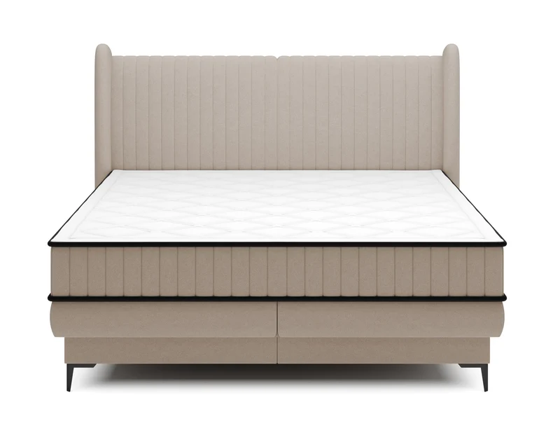 Kontinentalbett 140x200 cm Daliano mit Stauraum, beiger Samt