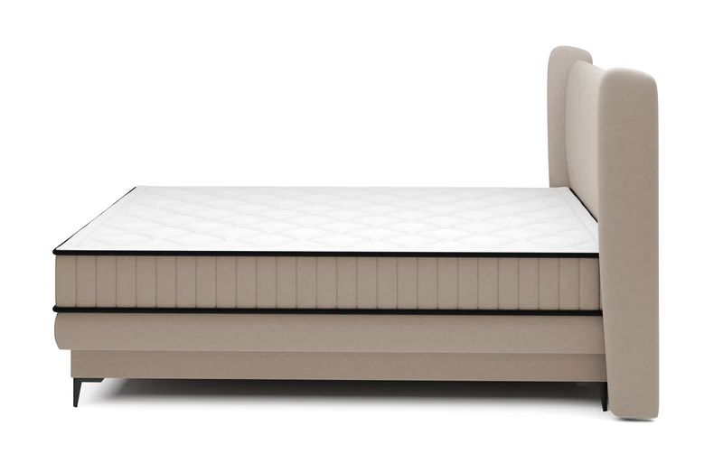 Kontinentalbett 140x200 cm Daliano mit Stauraum, beiger Samt