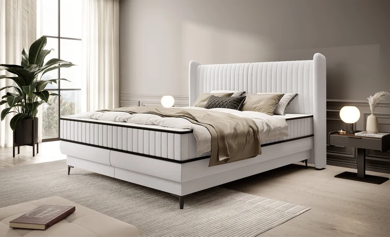 Kontinentalbett 140x200 cm Daliano mit Stauraum, grauer Samt
