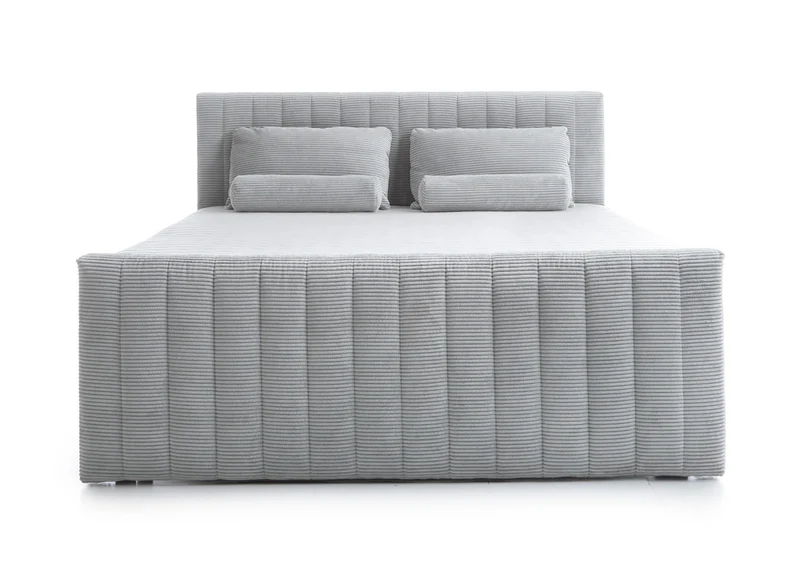 Kontinentalbett Lullabino 180x200 cm mit Stauraum und Topper, hellgrauer Cordstoff