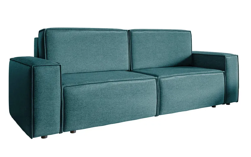 Dreisitziges Schlafsofa Copertino in Marine-Blattgeflecht, leicht zu reinigen