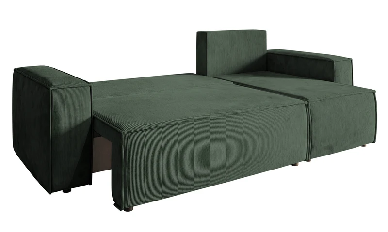 Ecksofa mit Schlaffunktion Copertino, L-förmig, mit Stauraum, universell, grün, Cordstoff