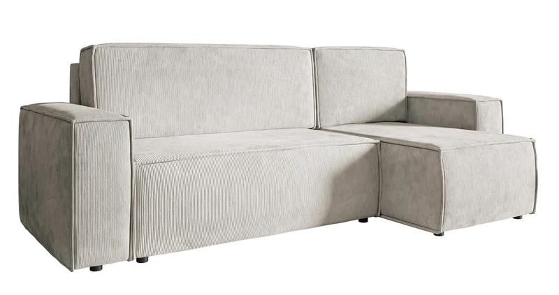 Ecksofa mit Schlaf-Funktion Copertino, L-förmig, mit Stauraum, universell, sandfarben, Cordstoff