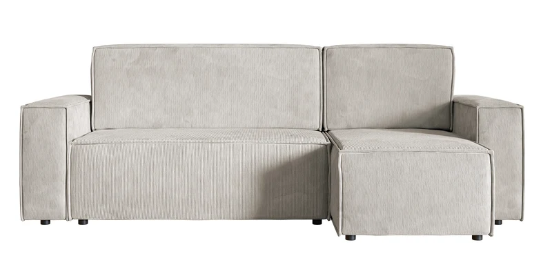 Ecksofa mit Schlaf-Funktion Copertino, L-förmig, mit Stauraum, universell, sandfarben, Cordstoff