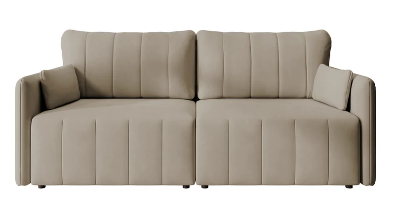Ausziehbare Eckcouch Pierra mit Stauraum, beige, wasserabweisender Samt