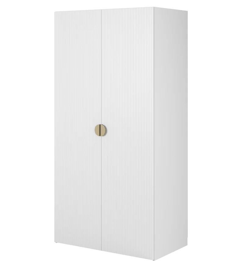 Zweiflügeliger Schrank Moonir mit Kleiderstange und Regalen, 100 cm, Weiß