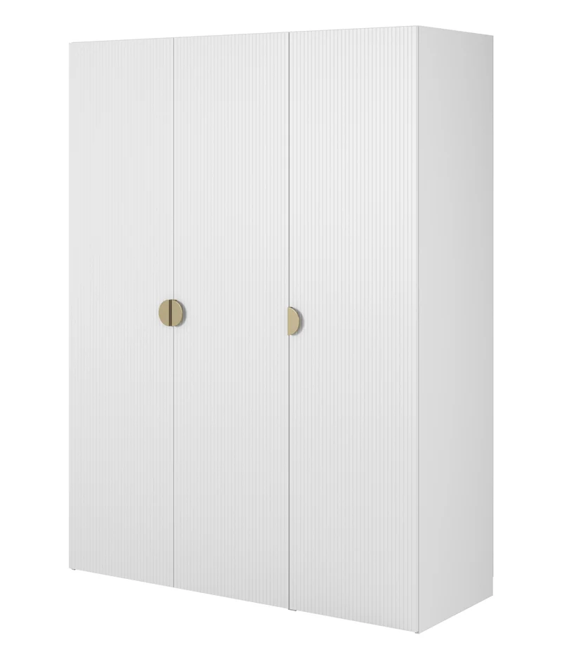 Drehtürenschrank Moonir mit Kleiderstange, Regalen und Schubladencontainer 150 cm Weiß