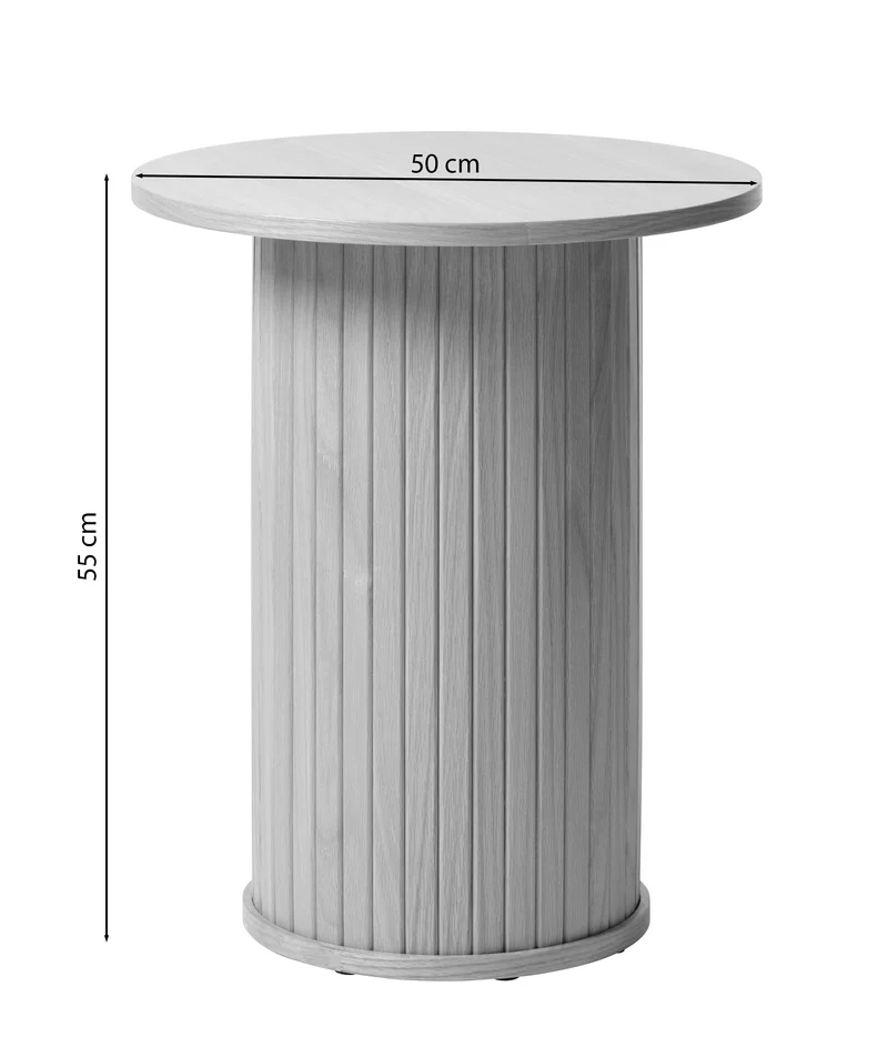 Runder Couchtisch Gativel 50 cm Lamellen natürliche Eiche
