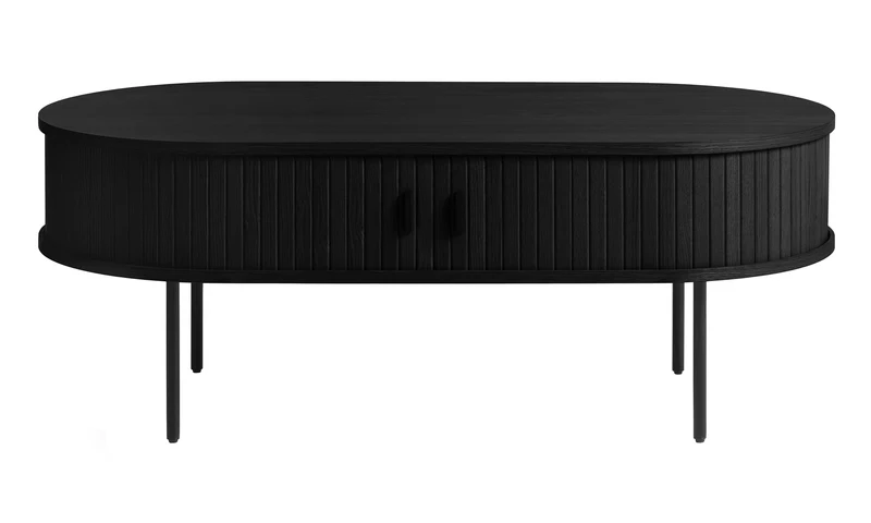 Holz-Couchtisch Gativel 120x60 cm Lamellen Eiche Schwarz