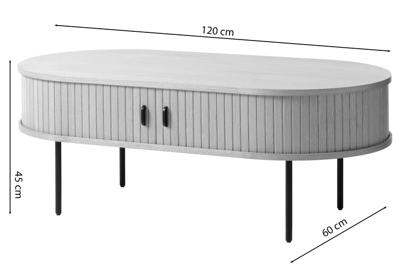 Holz-Couchtisch Gativel 120x60 cm Lamellen Eiche Schwarz