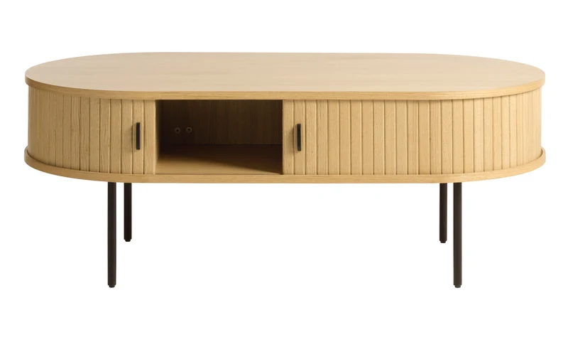 Holz-Couchtisch Gativel 120x60 cm Lamellen in natürlicher Eiche