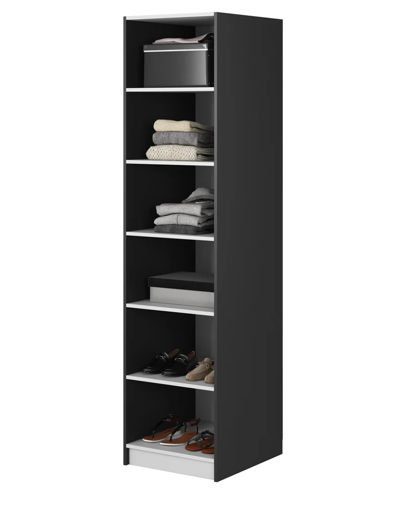 Einzeltüriger Schrank Frame mit 50 cm Regalen Schwarz