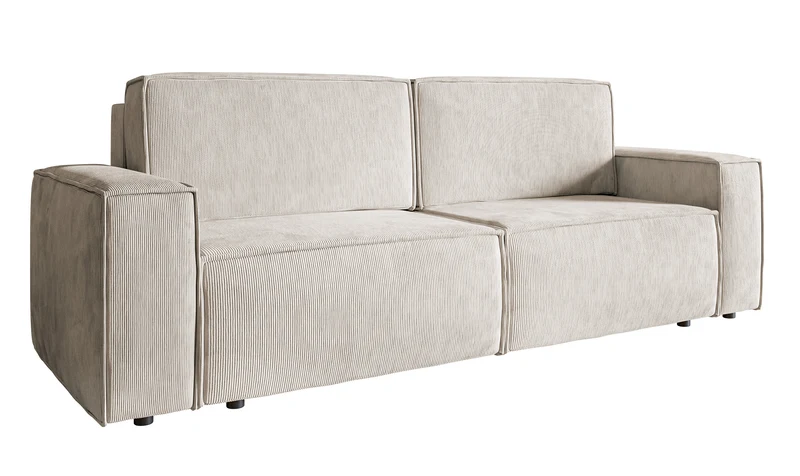 Dreisitziges ausklappbares Sofa Copertino, beige Cord