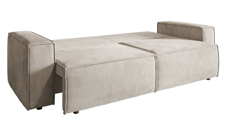Dreisitziges ausklappbares Sofa Copertino, beige Cord