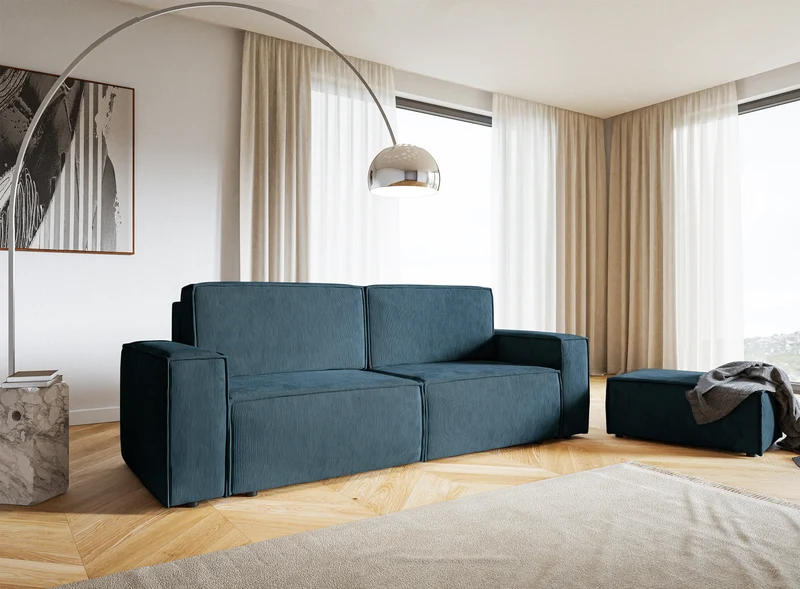 Sitzpouf Copertino 65x90 cm dunkelblauer Cord
