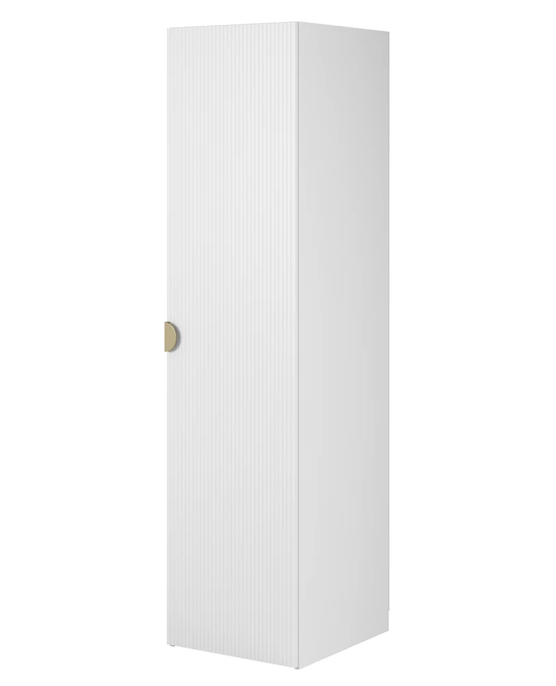 Einzeltüriger Schrank Moonir mit Kleiderstange, Regalen und 50 cm Container Weiß