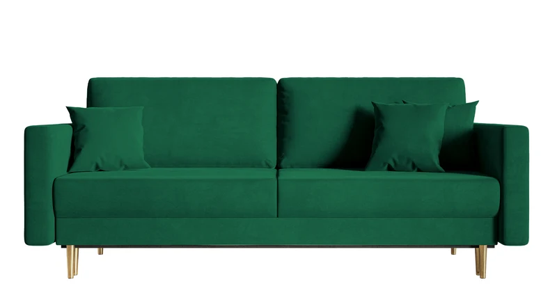 Dreipersonen-Schlafsofa Valico, grün, Samt, wasserabweisend