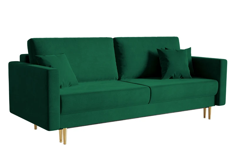 Dreipersonen-Schlafsofa Valico, grün, Samt, wasserabweisend