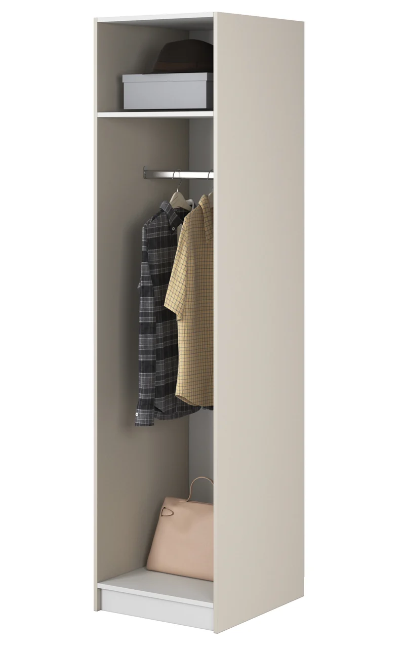 Einzeltüriger Schrank Frame mit 50 cm Kleiderstange Grau Beige