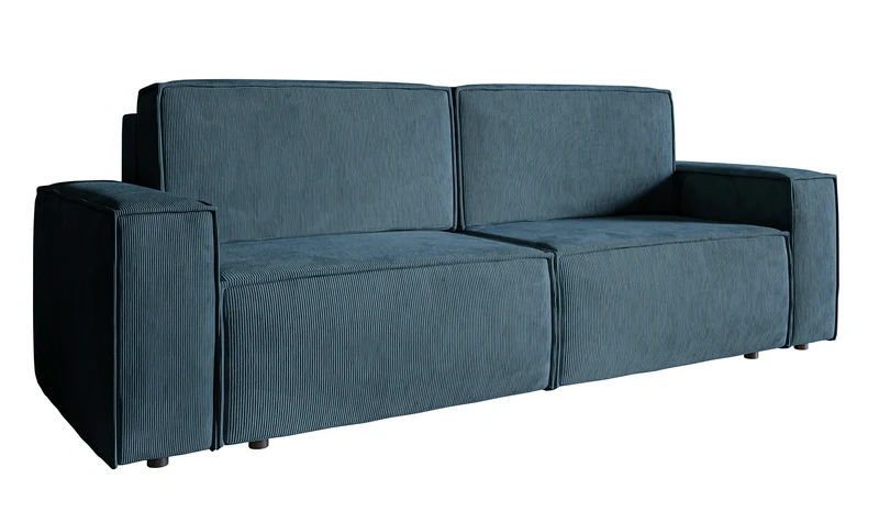 Dreisitziges ausklappbares Sofa Copertino in Marineblau aus Cordstoff