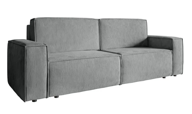 Dreisitziges ausklappbares Sofa Copertino in hellgrauem Cordstoff