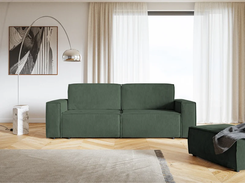 Dreisitziges ausklappbares Sofa Copertino, grün, Cordstoff