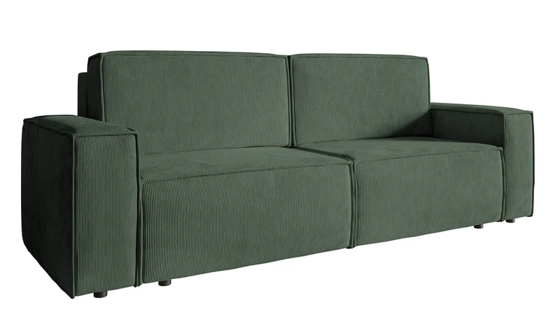 Dreisitziges ausklappbares Sofa Copertino, grün, Cordstoff