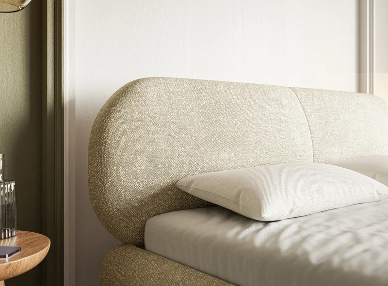 Polsterbett 180x200 cm Ovalle, beige Chenille, schwarze Beine