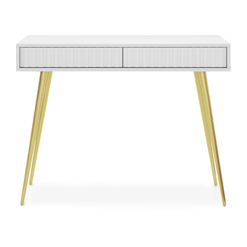 Toilettentisch Bello 104 cm weiß mit goldenen Beinen