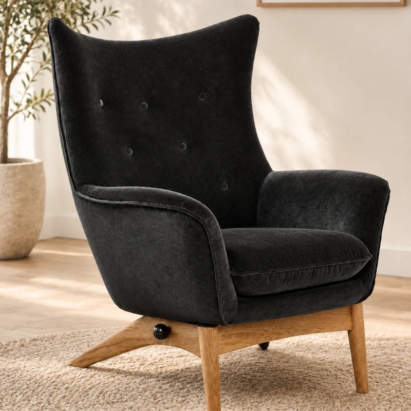 Kira Sessel - Stoff Adore Darkgrey