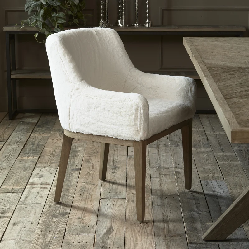 Riviera Maison Esszimmerstuhl Whistler – Armlehnenstuhl Faux Fur Snow