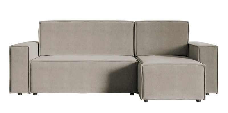 Ecksofa mit Schlaffunktion Copertino, L-förmig, mit Stauraum, universell, grau-beige, wasserabweisender Veloursstoff
