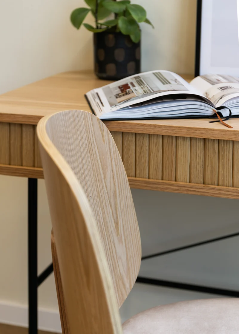 Schreibtisch Gativel 120x60 cm Lamellen Eiche natur