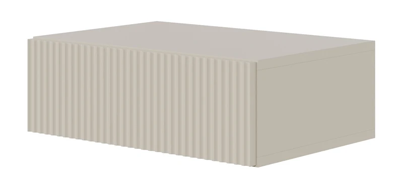 Nachttisch Veldio mit gefräster Front und Schublade 50 cm Grau Beige, hängend