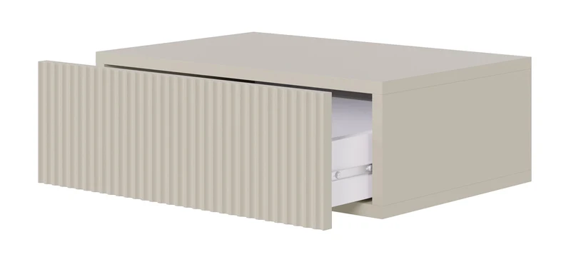 Nachttisch Veldio mit gefräster Front und Schublade 50 cm Grau Beige, hängend